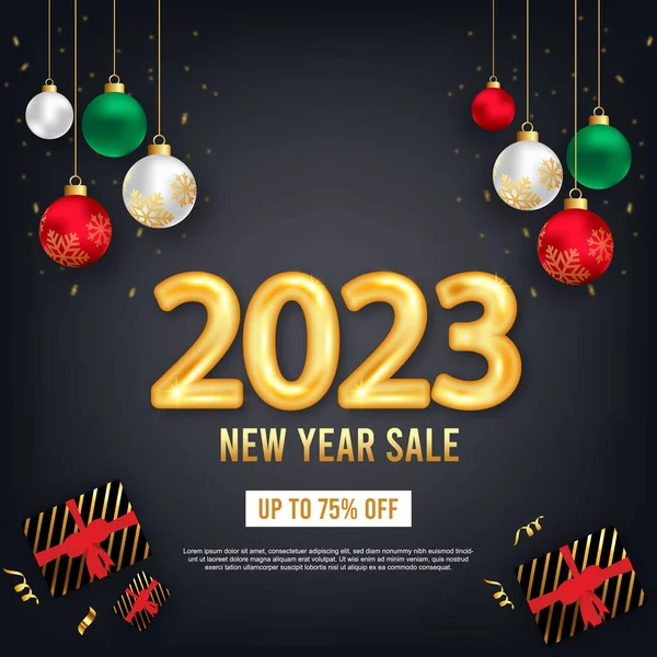 stock vector 2023 New year sale social media post or promotional Template with Christmas decoration