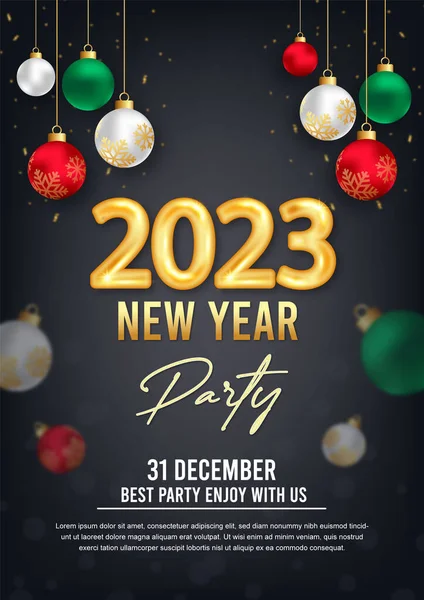 2023 Yeni Yıl Partisi Sosyal medya paylaşımı veya Noel süslemeli tanıtım şablonu