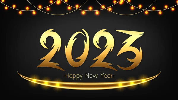 Happy New Year 2023 Text Typography Design — Vetor de Stock