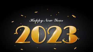 2023 mutlu yıllar, renkli havai fişek arkaplanlı tebrik kartı.