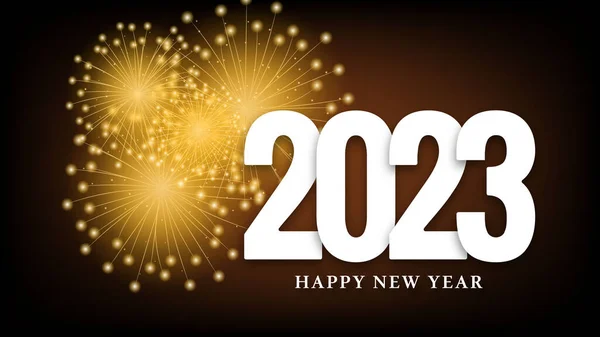 2023 Щасливий Новий Рік Вітальна Листівка Барвистим Фоном Феєрверку — стоковий вектор
