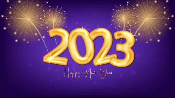 2023カラフルな花火の背景を持つ幸せな新年の挨拶カード — ストックベクタ