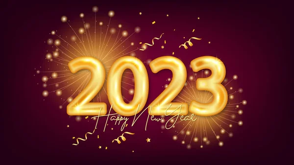 2023 Feliz Ano Novo Cartão Saudação Com Fundo Fogos Artifício — Vetor de Stock