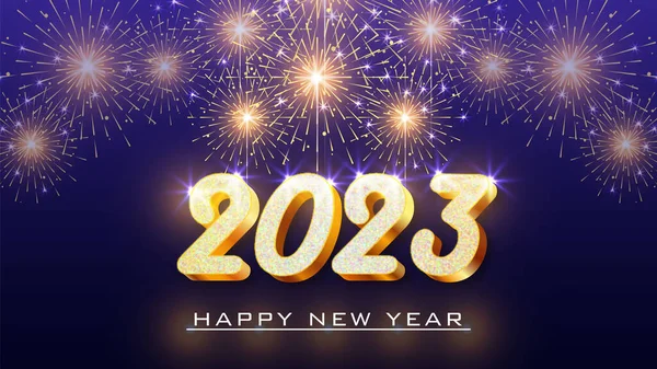 Щасливий Новий Рік 2023 Глютер Золотий Текстовий Ефект — стоковий вектор