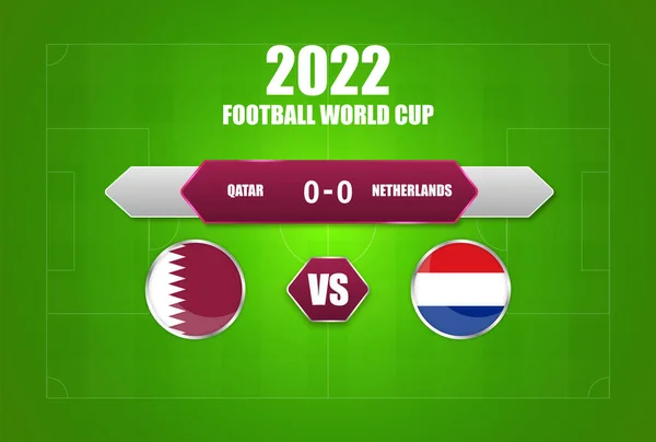 Katar Gegen Niederlande Spiel Anzeigetafel Design — Stockvektor