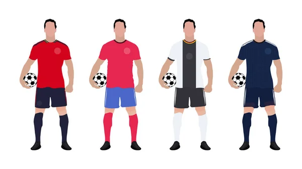 Équipe Groupe Championnat Monde Football Avec Leur Kit Équipe — Image vectorielle