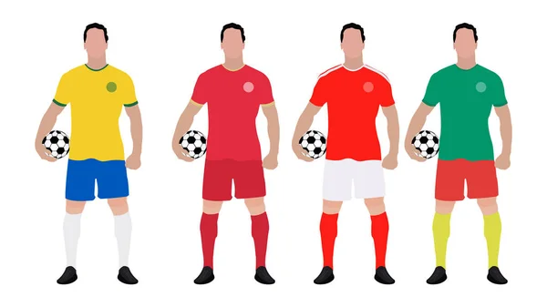 Campeonato Del Mundo Fútbol Equipo Grupo Con Kit Equipo — Vector de stock