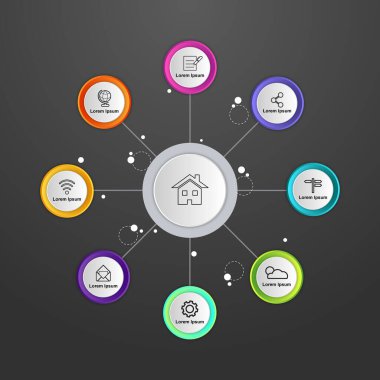 8 seçenekli İş Vektörü bilgi şablonu konsepti