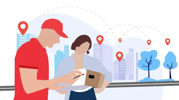 Teslimat servisi ürün devir vektör illüstrasyonu