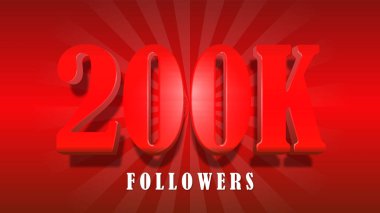 200 bin takipçisi veya 200 bin abonesi metin efektini kutluyor