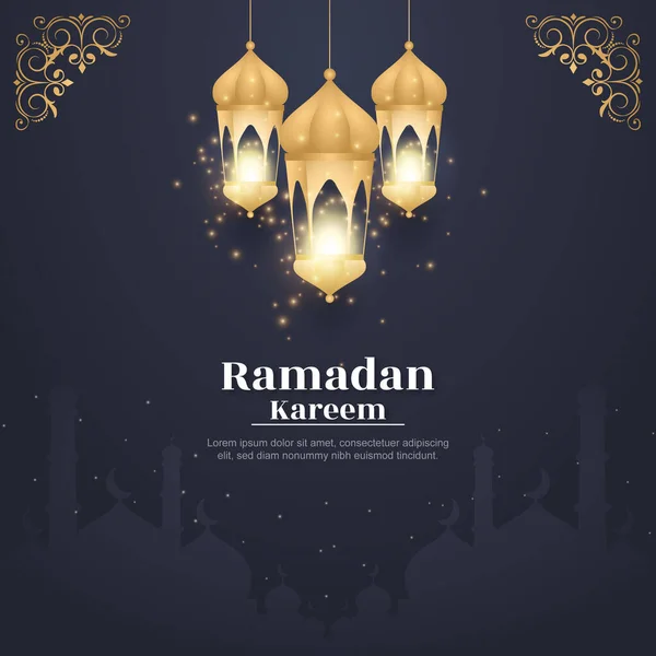 Islamic Holy Month of Ramadan Mubarak vector design with Ramadan moon and Islamic background