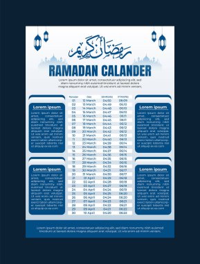 Ramazan iftarı ve Sehri Bangladeş takvim şablonu 2024