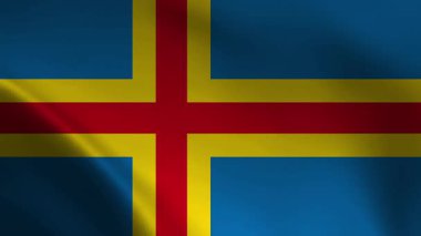 Havada dalgalanan Aland (Finlandiya) bayrağı