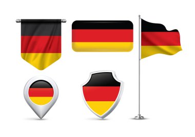 Almanya 'nın çeşitli şekillerde ulusal bayrağının 5 farklı dizaynı