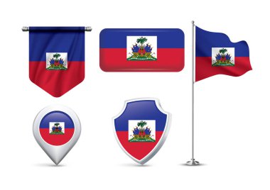 Çeşitli Haiti bayrak tasarımları farklı şekil ve stillerde