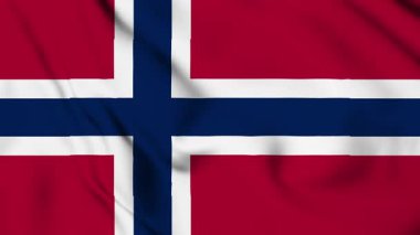 Hava Hareketi Animasyon Arkaplanında Norveç Bayrağı Dalgalanıyor