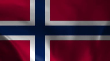 Hava Hareketi Animasyon Arkaplanında Norveç Bayrağı Dalgalanıyor