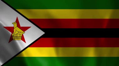 Hava Hareketi Animasyon Arkaplanında Zimbabwe Bayrak Dalgalanması