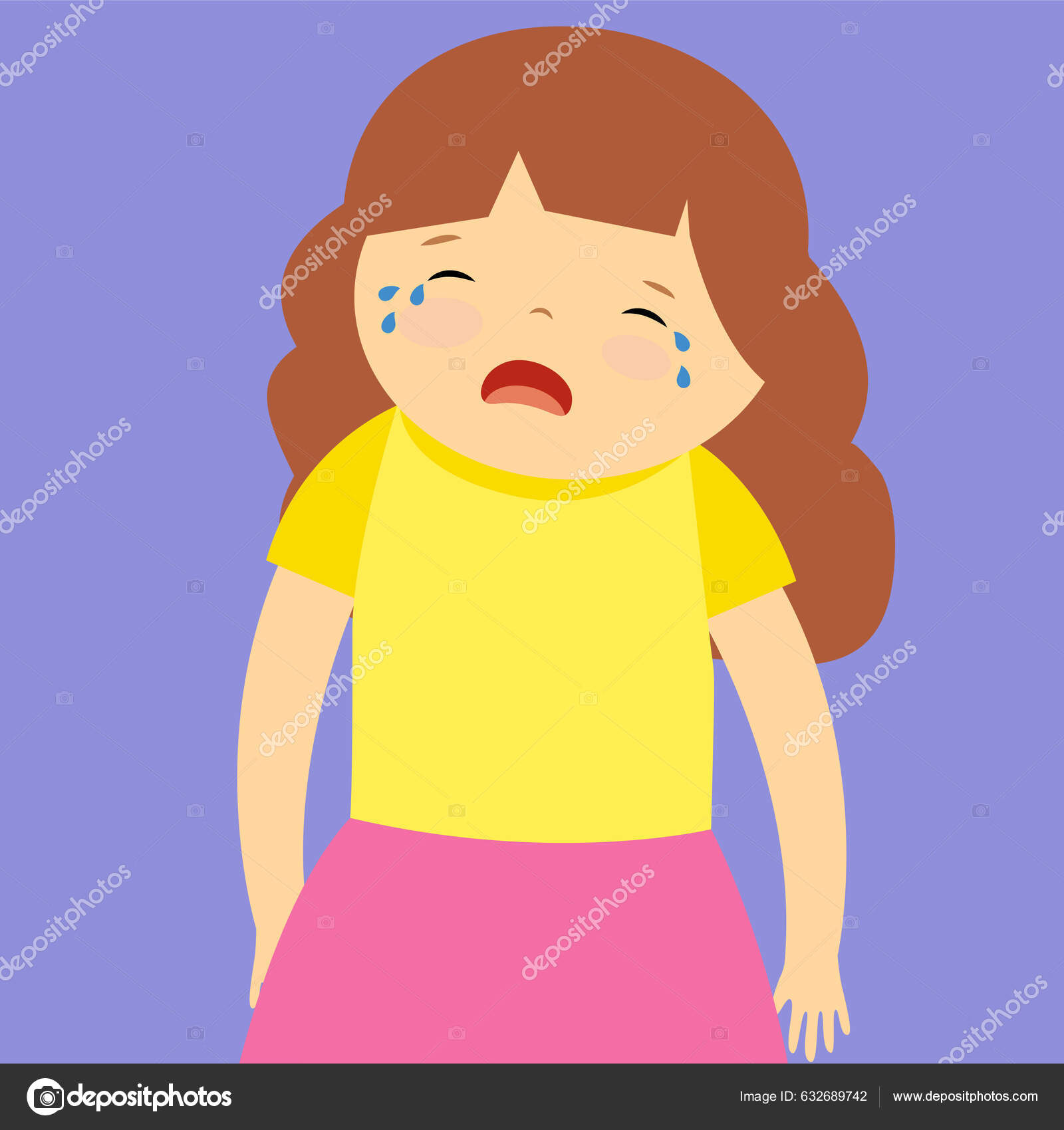 Cute Little Girl Sad Expression Stock Vector by ©VolodymyrVoronov 632689742