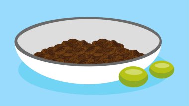 Kahvaltı için vektör görüntüsü. Mısır gevreği kasesi 