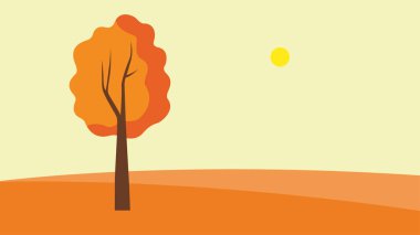 Sonbahar manzarasında sarı ağaç