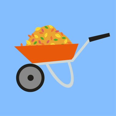 Sarı yapraklı tramvay, illüstrasyon, vektör, çizgi film