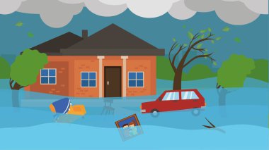 Güçlü bir kasırgadan sonra sel baskını