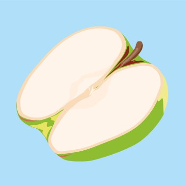 Güzel bir elma yarısının vektör çizimi 