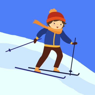 Adam kayak vektör illüstrasyonu