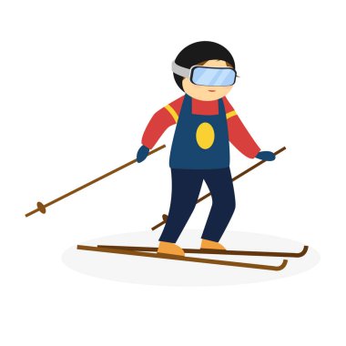 Beyaz arkaplanda ekipman kayakçısı