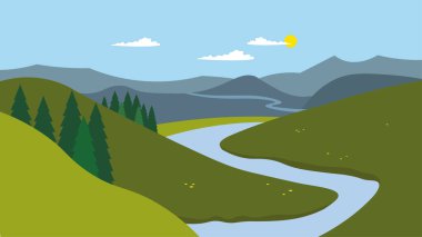 Dağlarla, nehirlerle ve gökyüzüyle manzara