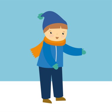 Karlı havada yürüyen çocuk