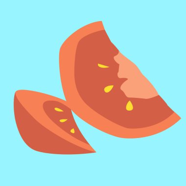 İki parça domates, illüstrasyon, vektör