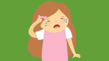 Üzgün yüzlü tatlı küçük kız.