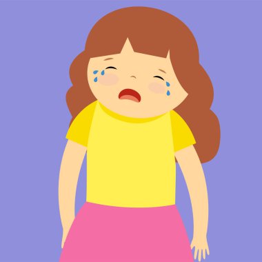 Üzgün yüzlü tatlı küçük kız.