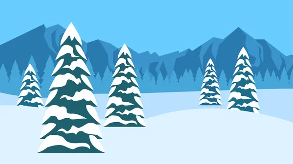 Paisagem Inverno Com Árvores Neve Ilustração Vetorial — Vetor de Stock