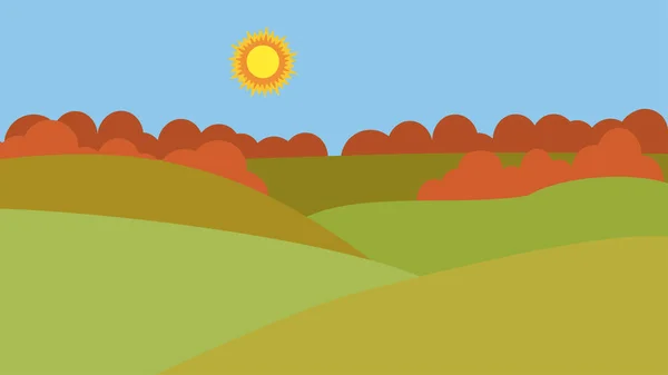 Summer Landscape Green Field Vector Illustration — Stock Vector