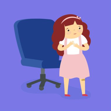 Ofis vektör illüstrasyonunda saçları olan bir kadın.