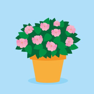 saksı vektör illüstrasyon tasarımında güzel çiçekler