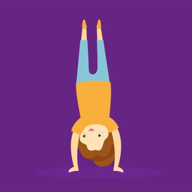 Kadın yoga egzersizi vektör çizimi yapıyor.