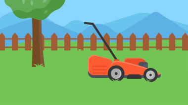 el arabası ve çim vektör çizimine sahip tarım traktörü