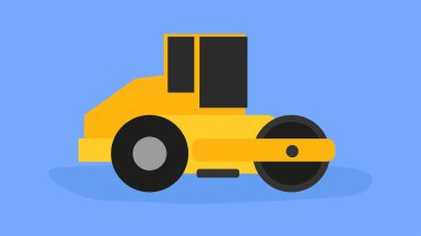 Sarı traktör ikonu mavi arkaplanda izole edildi. vektör illüstrasyonu