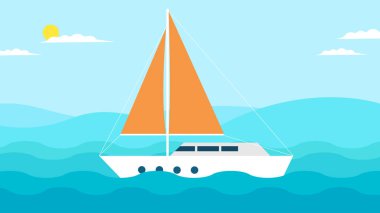 Denizdeki bir teknenin vektör çizimi