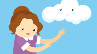 Bulut vektörü çizimi olan kadın