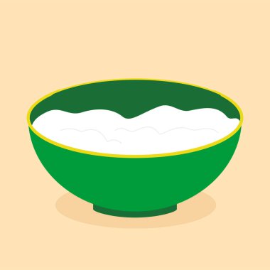 Bir kase pirinç, vektör illüstrasyonu