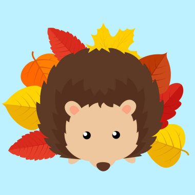 Sonbahar yaprakları ve yaprakları olan sevimli küçük tilki vektör çizimi tasarımı