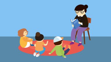 Parkta çocuklu aile, vektör illüstrasyon