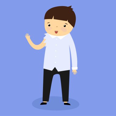 Mavi gömlekli yakışıklı çocuk, vektör çizimi.