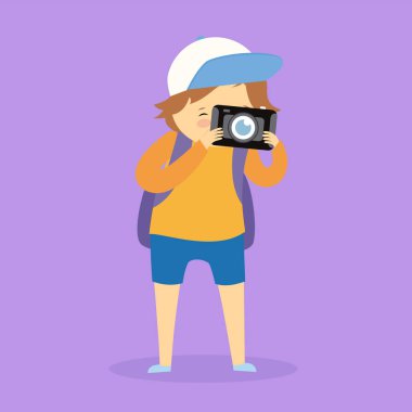 Kameralı kadın DSR vektör illüstrasyonuyla fotoğraf çekiyor