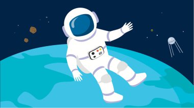 astronot uzayda, vektör çizim